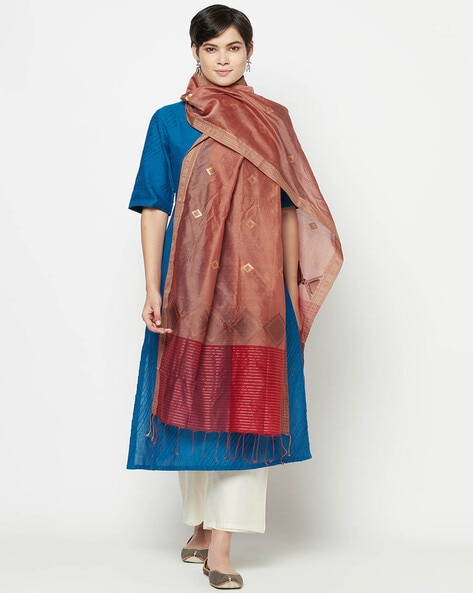 Geometric Dupatta with Tassels Price in India