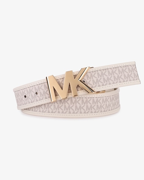 Buy Michael Kors Logo Print Reversible Leather Belt | Off-White Color Women  | AJIO LUXE
