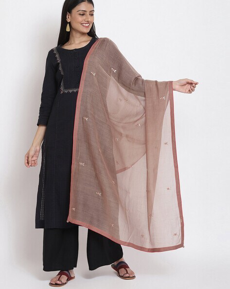 Woven Dupatta with Embroidery Price in India