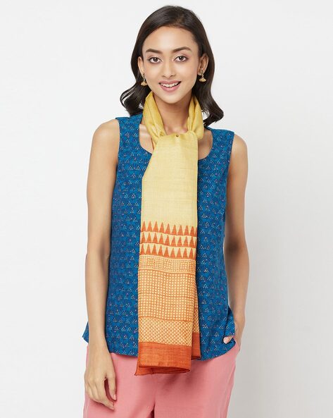 Geometric Stole with Contrast Border Price in India