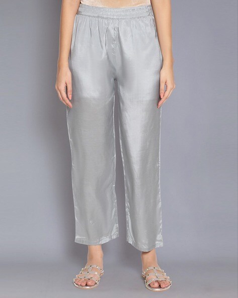 Flat- Front Pants with Elasticated Waist Price in India