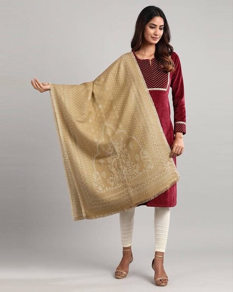 Textured Kurta with Fringes Price in India