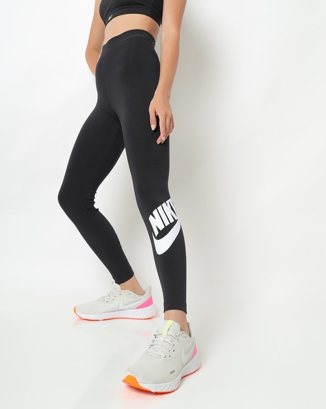Nike One Women's High-Waisted 7/8 Printed Leggings - Black/White |  very.co.uk