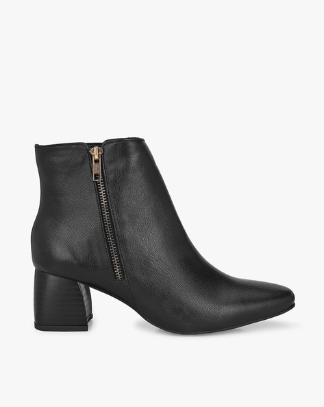Black Fall Boots Pointy Toe Low Heel Short Ankle Boots | Leather ankle boots,  Zara ankle boots, Boots