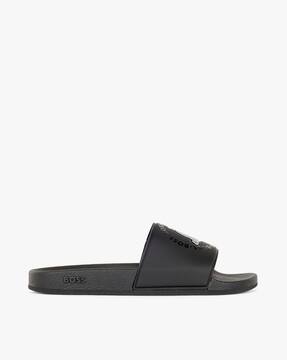 Buy HUGO BOSS Collaborative Brand Print NBA Slides | Black Color Men | AJIO  LUXE