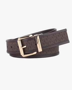 Michael Michael Kors Reversible Logo with Logo Buckle Belt - Chocolate