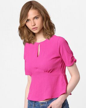 Neon pink hot sale peplum top