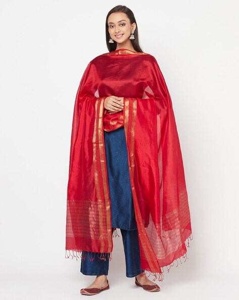 Sheer-Through Dupatta with Tassels Price in India