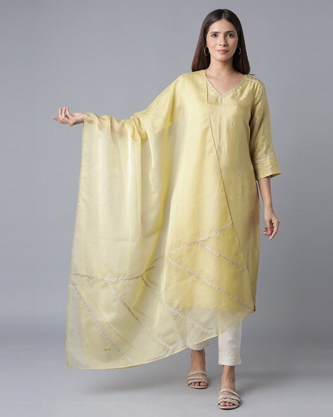 Sheer Dupatta with Lace Trims Price in India