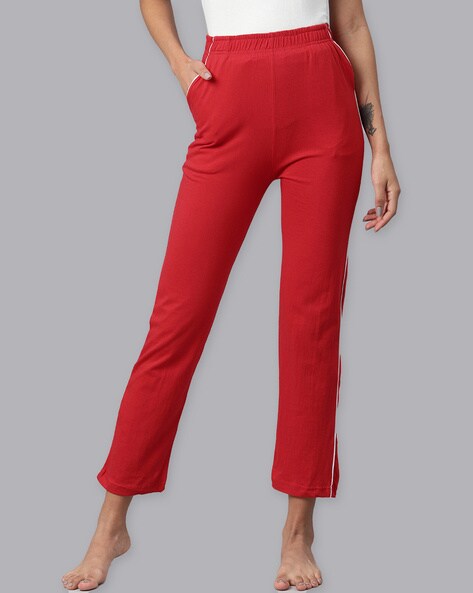 Women Straight Track Pant with Drawstring Waist