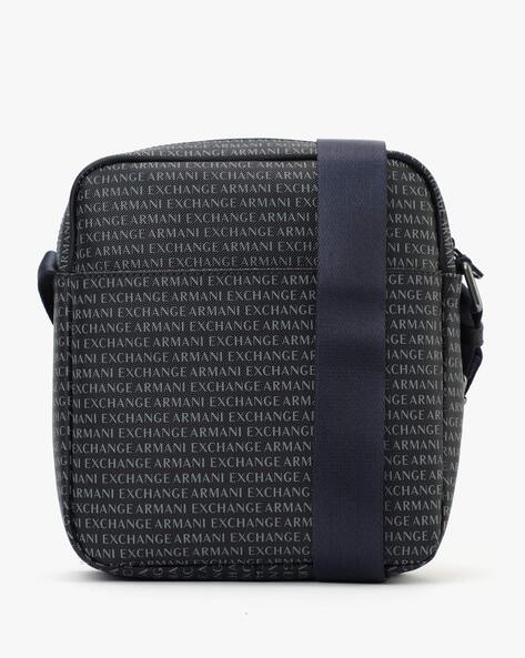 All Over Logo Print Sling Bag with Zip Closure