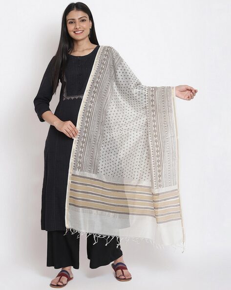 Printed Dupatta with Contrast Border Price in India