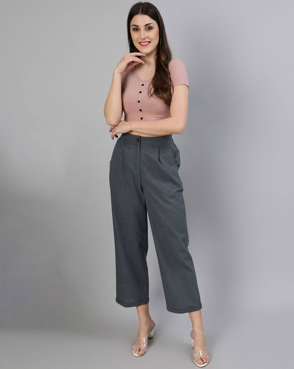 Buy Grey Trousers \u0026 Pants for Women by 