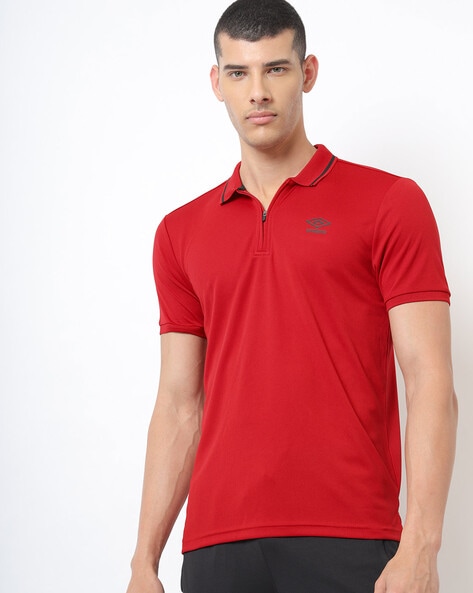 Regular Fit Solid POLO T-Shirt with Zipper