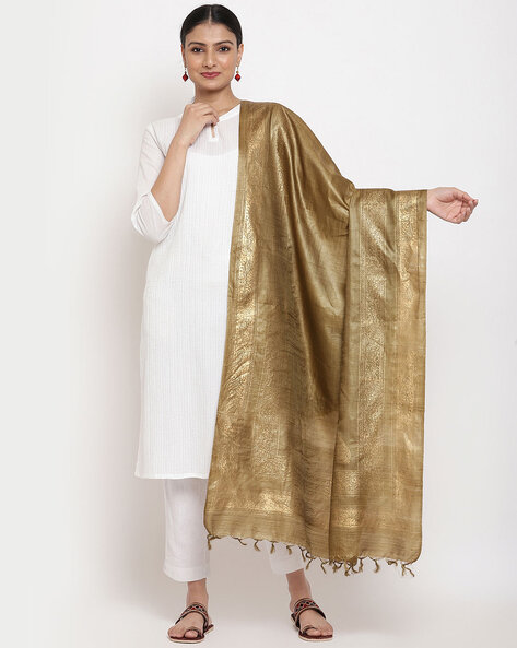 Woven Pattern Dupatta with Fringes Price in India