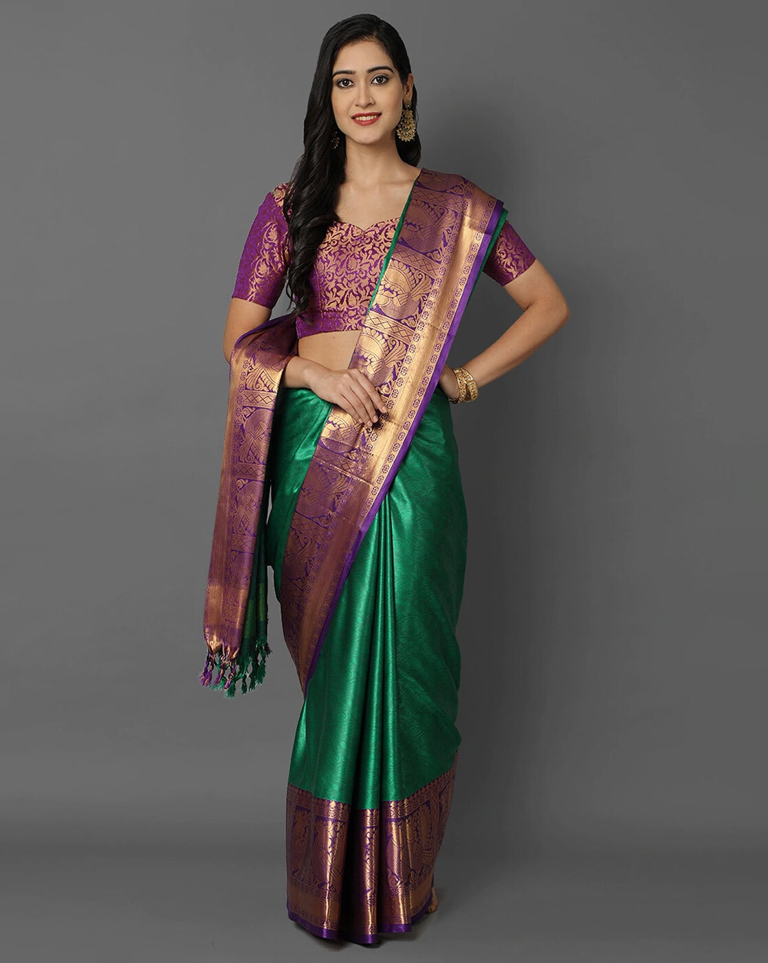 Buy Green Sarees for Women by AWESOME Online | Ajio.com