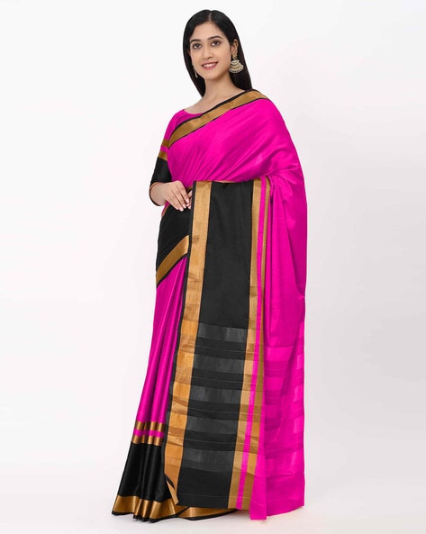 Pink with Navy Blue Stone work Georgette Saree with Readymade Blouse –  Seasons Chennai