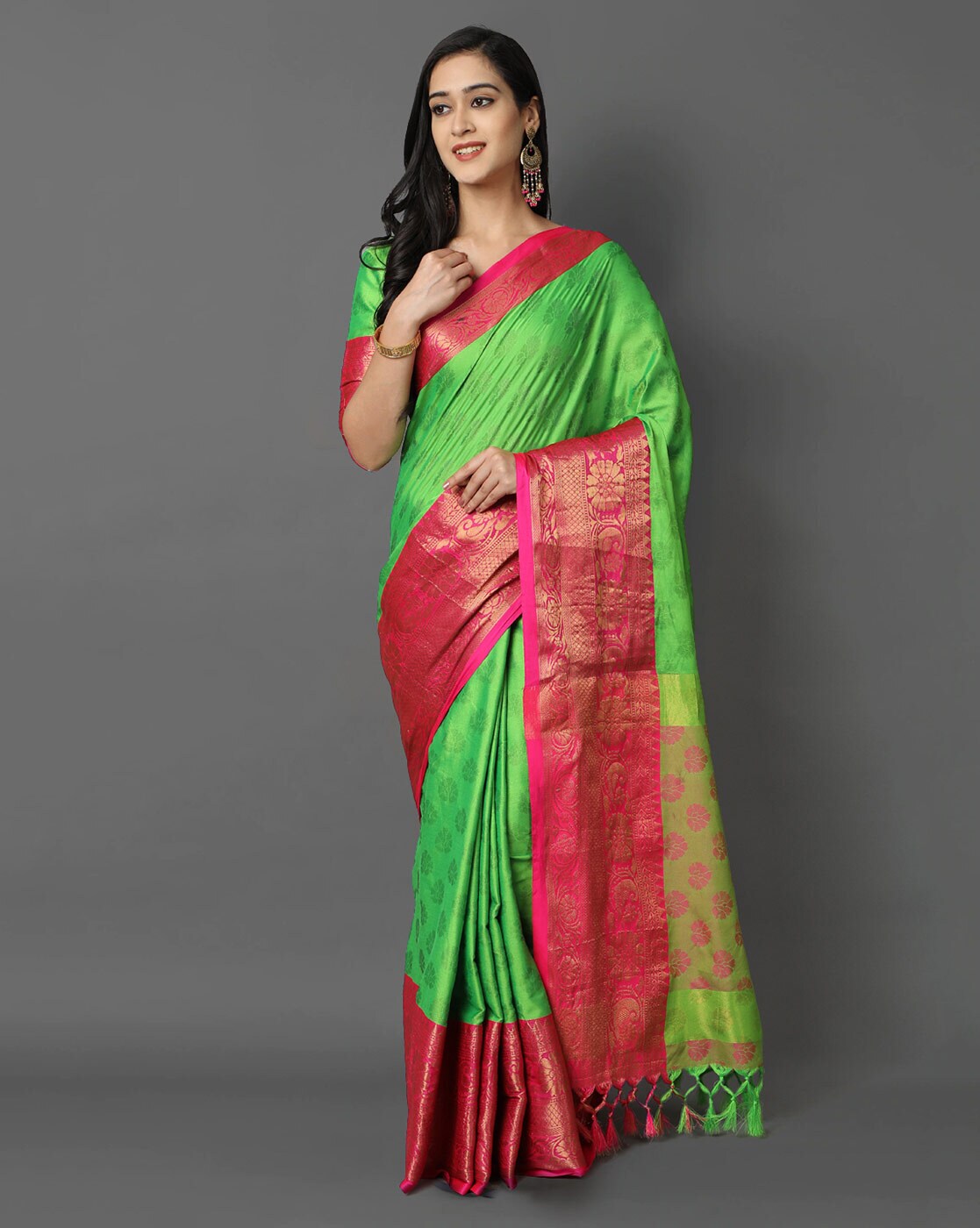 Buy Yellow Sarees for Women by SILK LAND Online | Ajio.com