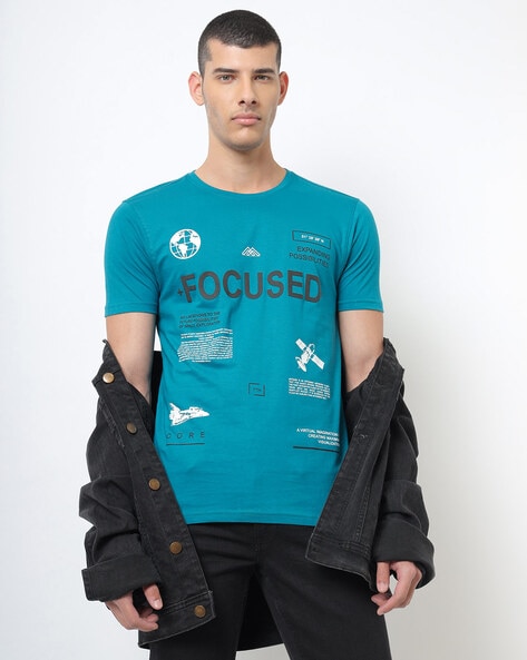 Buy Turquoise Blue Tshirts for Men by DNMX Online