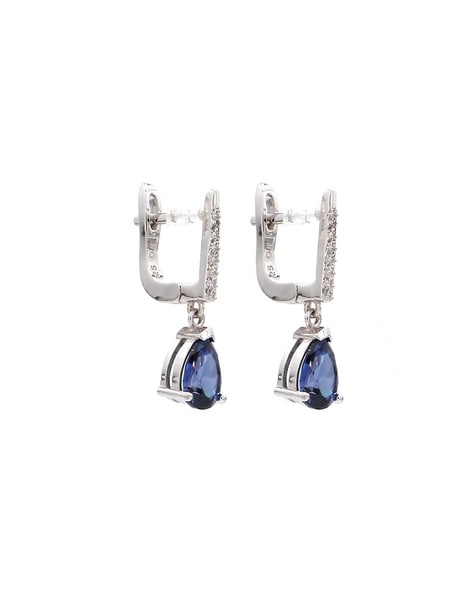 Ladies Pear Shape Blue Sapphire Diamond Stud Earrings – HANIKEN JEWELERS  NEW-YORK