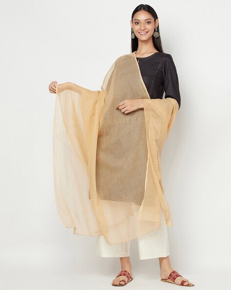 Sheer-Through Dupatta with Contrast Border Price in India
