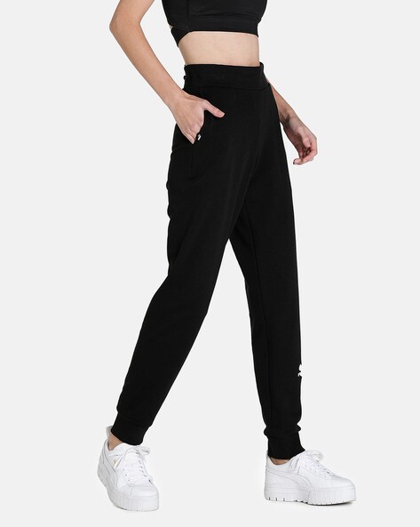 Women Straight Track Pants with Contrast Stripes