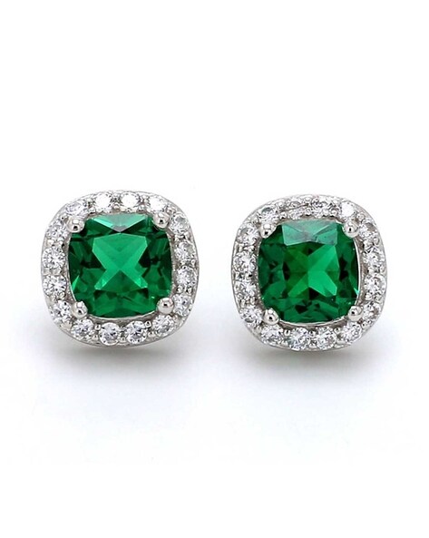 emerald sterling silver earrings