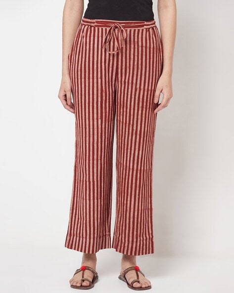 Striped Palazzos with Insert Pockets Price in India