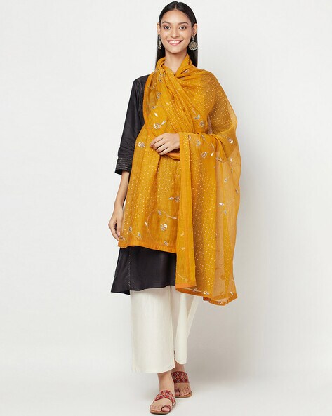 Floral Embroidered Woven Dupatta Price in India
