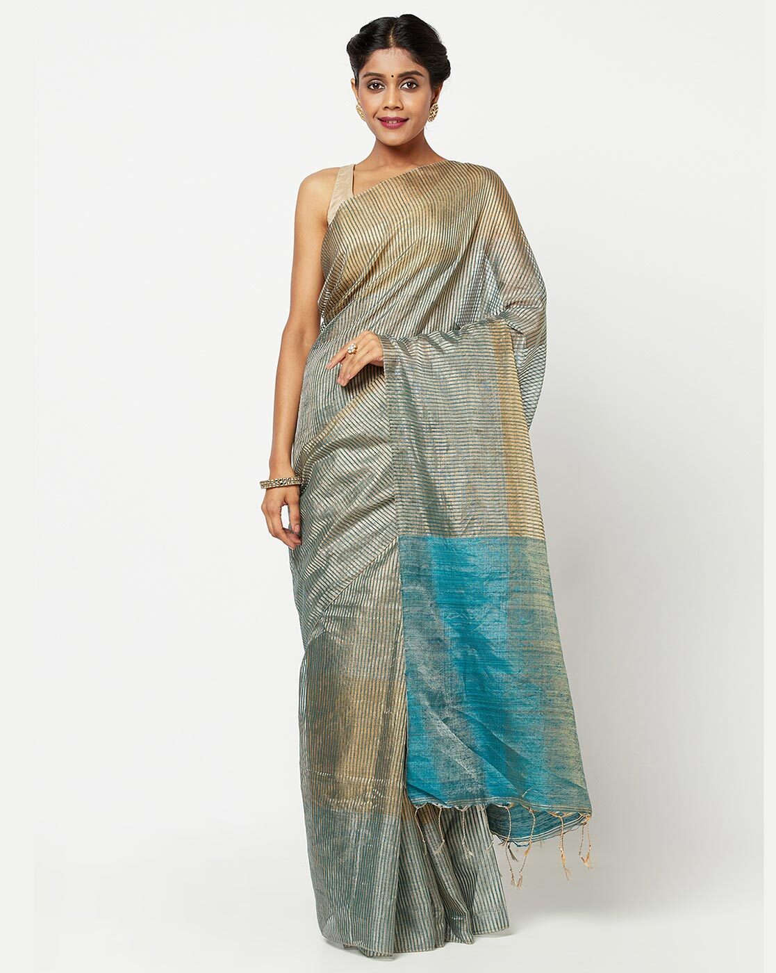 Buy Indigo Sarees for Women by Indie Picks Online | Ajio.com