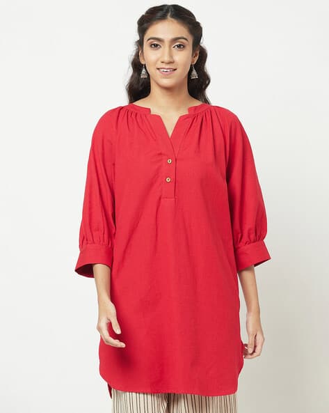 FabNU Cotton V-Neck Tunic