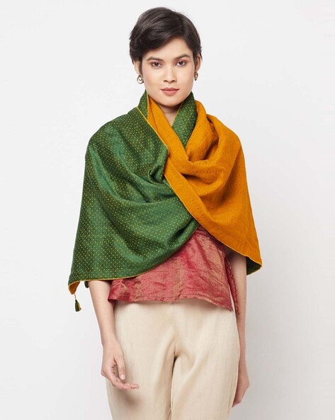 Woven Wool Stole with Tassels Price in India