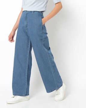 wide leg mid rise pants