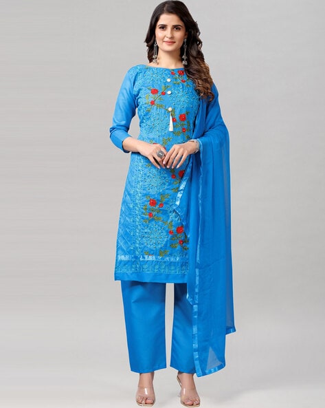 Embellished Unstitched Dress Material Price in India