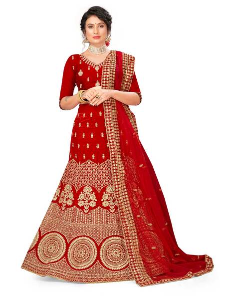 Buy online Embroidered Semi-stitched Lehenga Choli With Dupatta from ethnic  wear for Women by Apnisha for ₹789 at 66% off | 2024 Limeroad.com