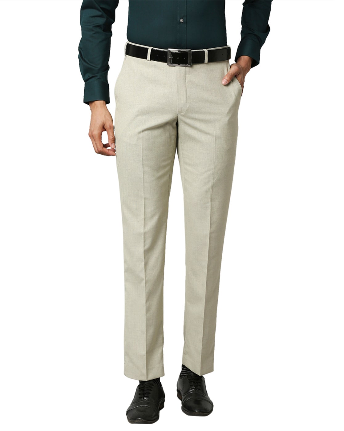 Buy Gray Comfort Fit Solid Pleated Formal Trousers online  Looksgudin