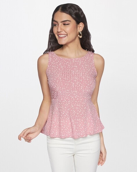Printed Top with Cutout Back