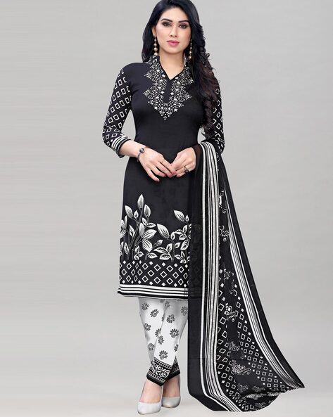 Floral Unstitched Dress Material Price in India