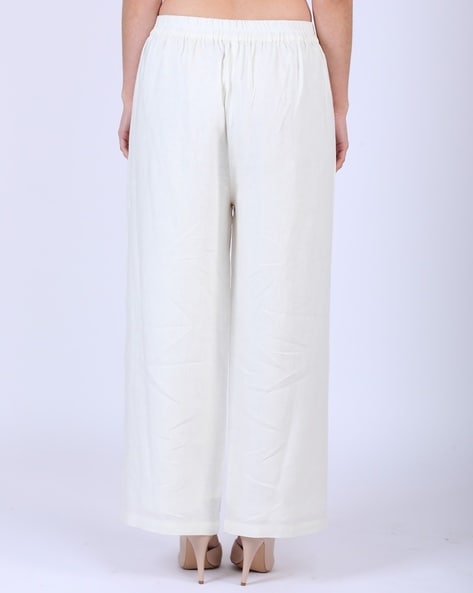 Buy Linen Bloom Solid Relaxed Fit Ankle Length Pants