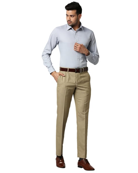 Buy Men's Beige Khaki Seersucker Checks Pant Online In India