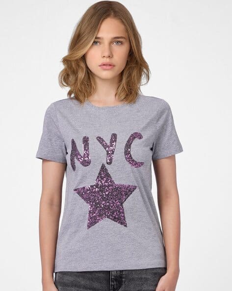 JDY BY ONLY Sequin Embellished Round-Neck T-Shirt
