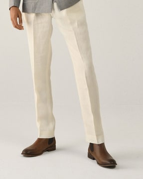 Montella Wool Cotton Silk Cream Pants USD