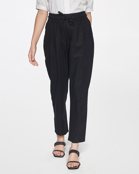 Pleated Trousers with Drawstring Waist