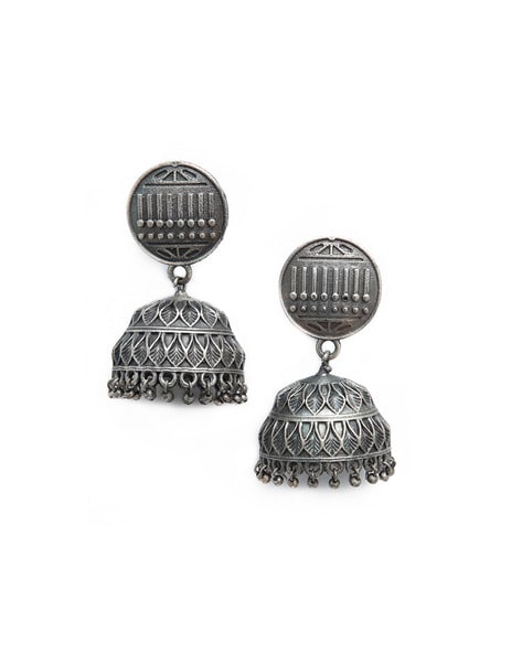 Oxide Plating Green Maroon Jhumka Earring  Indian bridal jewelry sets  Fabric jewelry Online earrings
