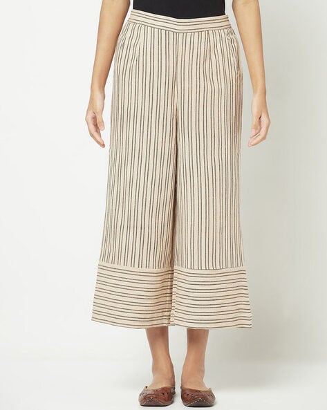 Striped Palazzos with Insert Pockets Price in India