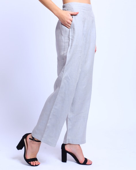 Slim Ankle Linen Trousers, Linen Pants High Waisted, Women Pants