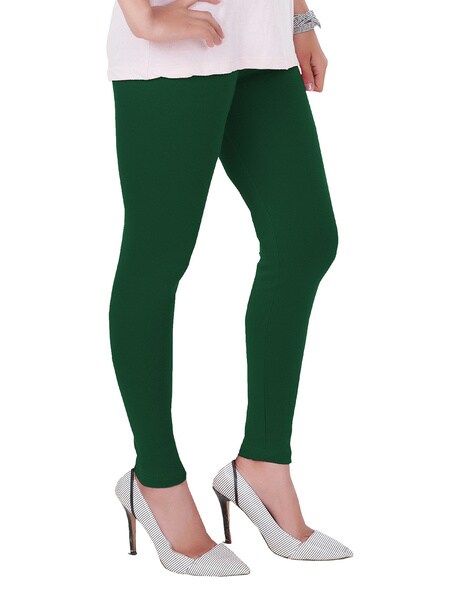 Women Green Turquise Modern Lycra Solid Ankle Length, 56% OFF