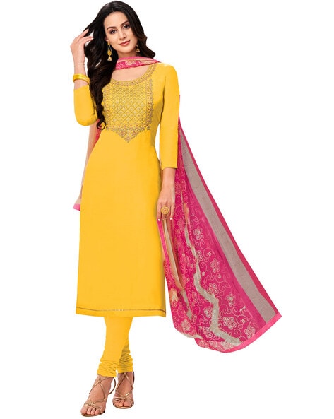 Embellished Unstitched Dress Material Price in India