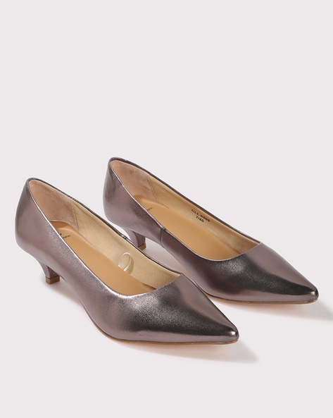 Pewter low heel clearance shoes