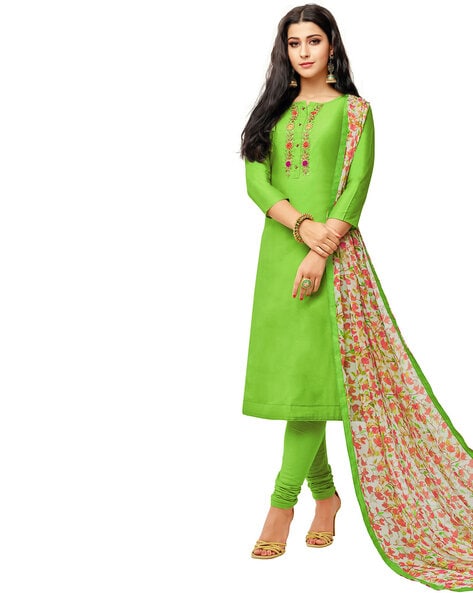 3-piece Embellished Unstitched Dress Material Price in India